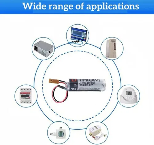 Vista 3 de KANGLEUS - Baterías de litio ER17500 V/3.6 V 2700 mAh, batería de respaldo CNC con enchufe marrón