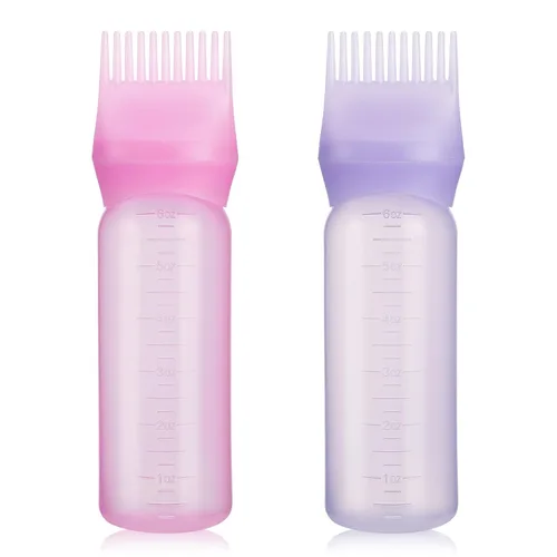 Vista 9 de Botella aplicadora de peine de raíz Pimoys 6 onzas, paquete de 2 aplicadores de aceite para el cabello, botella aplicadora para tinte de cabello