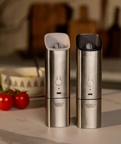 Vista 2 de KSL Gravity - Molinillo eléctrico de sal y pimienta, recargable por USB, molienda automática de 1 clic 1 molinillo de pimienta de grosor ajustable