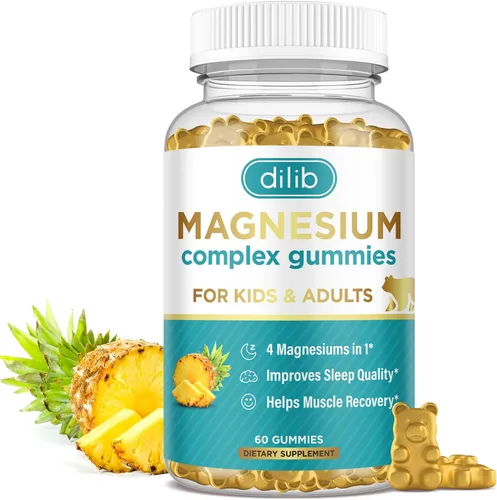Vista 11 de Gomitas de complejo de magnesio para niños y adultos, glicinato de magnesio, taurato, citrato, suplemento de malato, ayuda a aliviar el estrés