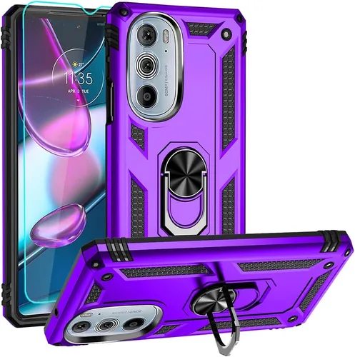 Vista 9 de Androgate Funda para Moto Edge Plus 2022 con protector de pantalla HD, soporte de anillo de metal de grado militar con soporte de soporte de 15 pies
