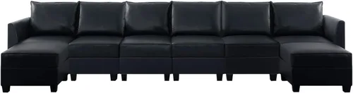 Vista 5 de Naomi Home Elizabeth Modern DIY Collection Black/Air Leather/7 Piezas Modular Seccional