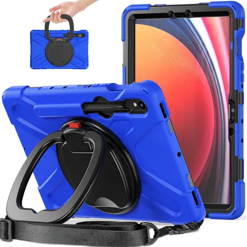 Vista 106 de 360 Rotation Case for Galaxy Tab ActivePro/Tab Active4 Pro/Active 5 Pro 10.1" Sturdy Cover Rotate Ring Stand Shoulder Carrying Strap Hand Strap