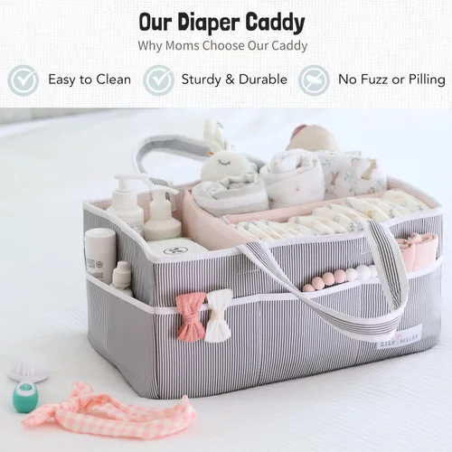 Vista 2 de Lily Miles Paquete de pañales - Paquete de inicio para el cuidado del bebé: 2 organizadores de pañales para artículos esenciales para bebés, ideal