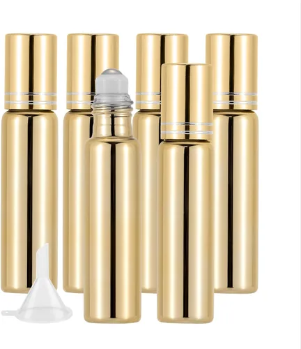 Vista 10 de Kesell Paquete de 6 botellas de rodillo de vidrio negro de 0.3 fl oz, botellas de rodillo de aceite esencial con embudo y aplicador de bola