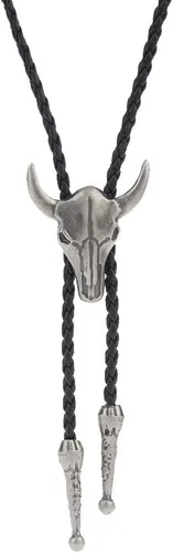 Vista 188 de Jeilwiy Corbata de bolo para hombre, corbata de vaquero occidental, collar de corbata de bolo dorado, corbata de cuero, corbata de Halloween
