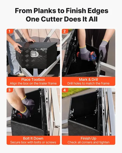 Vista 5 de VEVOR Caja de lengua para remolque, caja de herramientas de lengua de remolque resistente, organizador de almacenamiento con cerradura y llaves