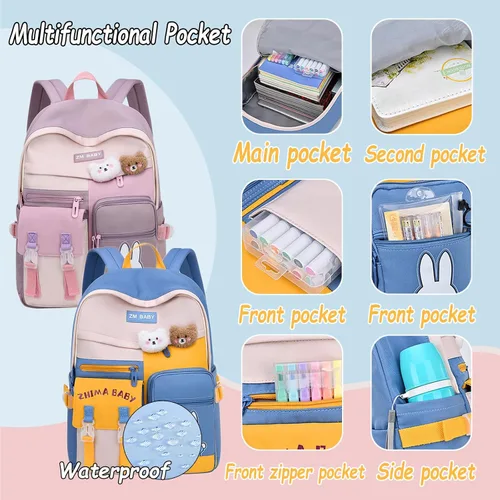 Vista 2 de ACEIOT Mochila para niñas, mochila Kawaii para niños con lonchera y estuche para lápices, mochilas escolares para niñas, Mochilas Escolares