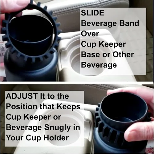 Vista 3 de Gadjit Beverage Bands - Adaptador para portavasos de automóvil, evita que las bebidas sobre la marcha se tambaleen en tu portavasos (paquete de 2)
