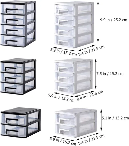 Vista 3 de Gatuida Organizador de cajones transparentes para maquillaje y cosméticos, mini caja de almacenamiento de plástico para escritorio, color negro
