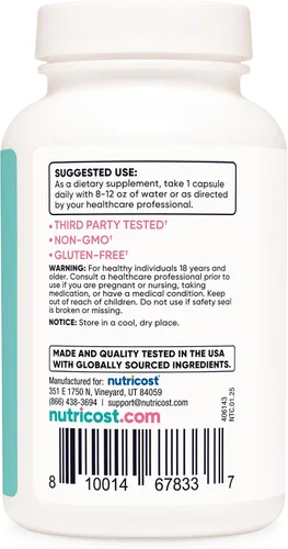 Vista 4 de Nutricost Suplemento DIM de diindolilmetano para mujeres de 400 mg, 120 cápsulas, con Dong Quai, calcio y cohosh negro, vegano, sin OMG y sin gluten