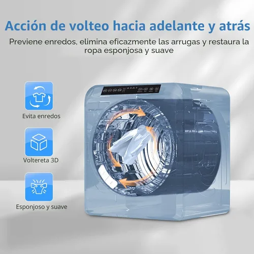 Vista 4 de Bonnlo Secadora de ropa portátil de 3.5 pies cúbicos, máquina secadora de tambor de carga frontal con panel de control LED y tambor de acero Gris