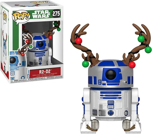Vista 5 de Funko Star Wars: Holiday - R2-D2 con Antlers Pop! Figura de vinilo (con funda protectora compatible con caja Pop Box)