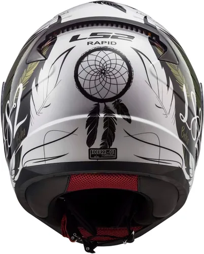 Vista 4 de LS2 Cascos Rapid II Casco integral para motocicleta (Dreamcatcher Camaleón/Blanco - XS)