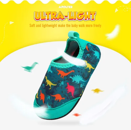 Vista 4 de Zapatos de agua o natación estilo calcetín para niños, unisex, antideslizantes, para la playa o piscina, color aguamarina