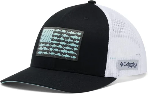 Vista 14 de Columbia Snapback de malla con bandera de pez PFG Negro y piedra oscura.