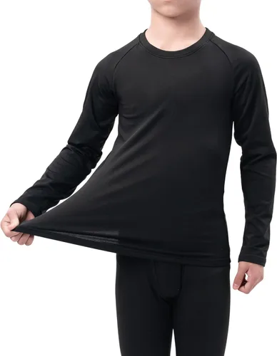 Vista 3 de DEVOROPA 1, 2 conjuntos de ropa interior térmica para niños y jóvenes, con forro polar, capa base elástica, pantalones largos para deportes