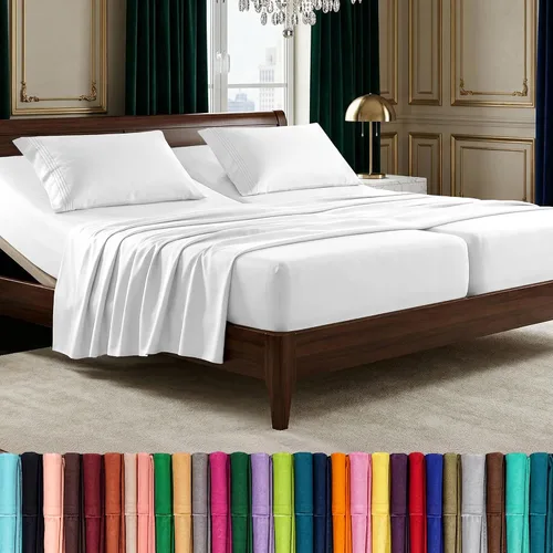 Vista 15 de Elegant Comfort Lujoso juego de sábanas de microfibra de alta calidad 1500 hoteleras bordadas de tres líneas más suaves de 4 piezas, resistente a