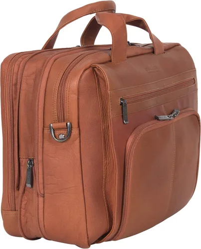 Vista 8 de Kenneth Cole REACTION "Out of the Bag" Manhattan - Bolso bandolera de cuero colombiano para laptop de 15.6" para viajes y negocios