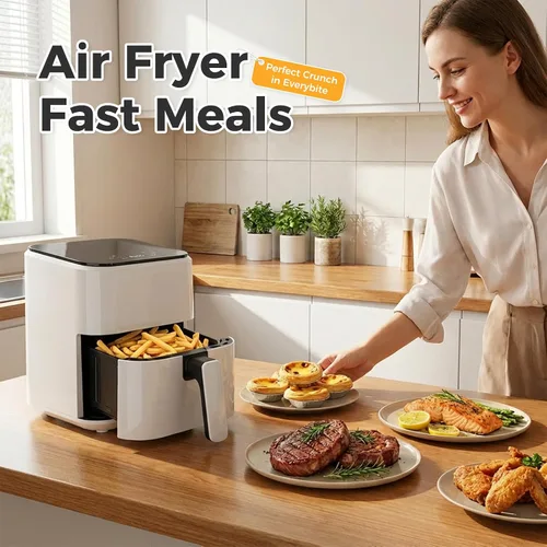 Vista 2 de Freidora de aire digital compacta de 3 cuartos de galón, pequeña freidora de aire con placa antiadherente, cesta apta para lavavajillas, apagado