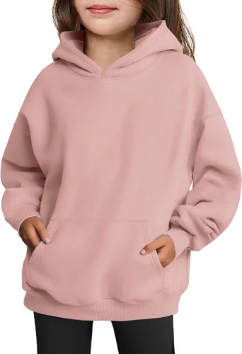 Vista 19 de Arshiner Sudaderas con Capucha de Gran Tamaño para Niñas Sudaderas Pullover de Forro Polar Conjuntos Casuales de Moda para Niños Ropa de Otoño Rojo
