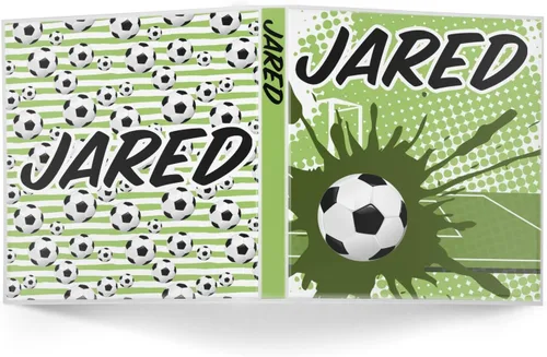 Vista 2 de Carpeta de fútbol personalizada con 3 anillas, 1 pulgada, color verde