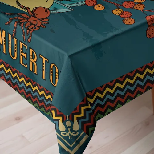 Vista 3 de Ambesonne Mantel del Día de los Muertos, Dia de Los Muertos, estampado de niña con corazones de rosas, mantel rectangular para decoración de comedor
