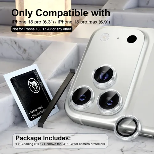 Vista 88 de Choiche Compatible para iPhone 16 Pro/iPhone 16 Pro Max Protector de Lente de Cámara, Vidrio Templado 9H Protector de Pantalla de Cubierta de Cámara