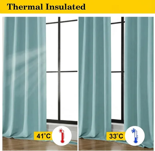 Vista 5 de Cortinas opacas para dormitorio, sala de estar, juego de 2 paneles de 54 pulgadas de largo, cortinas de oscurecimiento de habitación con aislamiento