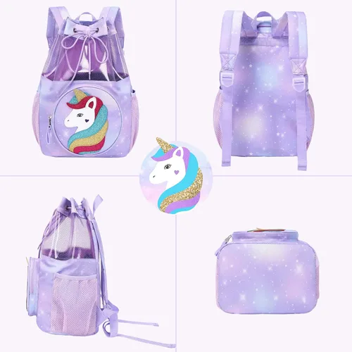 Vista 4 de mygreen Mochila con cordón para gimnasio, bolsa de cincha para natación, playa, deportes, impermeable para niños for Swim, Beach, Sports