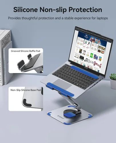 Vista 6 de ORICO Soporte ajustable para laptop con base giratoria de 360°, elevador plegable de aleación de aluminio para computadora de escritorio, compatible