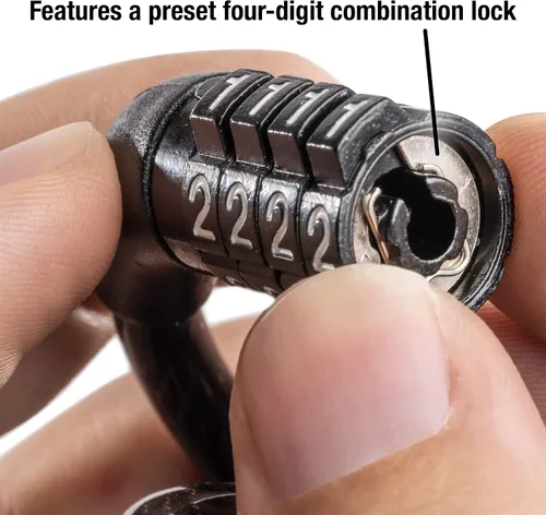 Vista 6 de Master Lock Bloqueo de cable, establece tu propia cerradura de combinación para bicicleta, 6 pies de largo, 8122D, cable negro y de bloqueo
