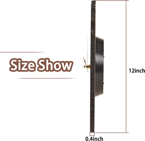 Vista 3 de Reloj de pared rústico silencioso de 12 pulgadas, funciona con pilas, de madera, decoración para baño, cocina, dormitorio, sala de estar, anillo