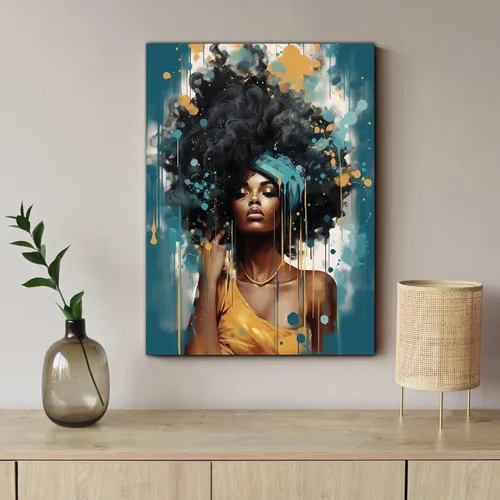 Vista 210 de Arte de pared afroamericano, decoración de rey y reina bailarín negro para sala de estar, arte de pareja de amor negro para dormitorio, lienzo
