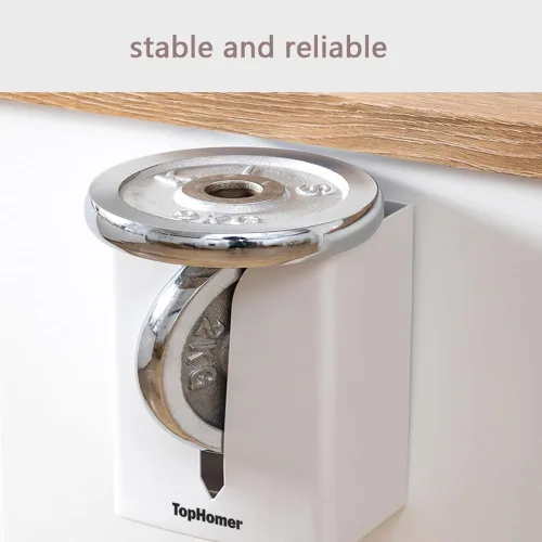 Vista 4 de TopHomer Soporte adhesivo para dispensador de pañuelos y soporte para bolsa de basura para cocina, sostiene cajas de pañuelos, bolsa de basura