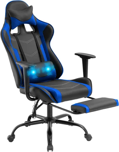 Vista 14 de Silla de juegos grande y alta, silla ergonómica de escritorio para computadora, cómoda silla de oficina ajustable de altura ajustable con soporte