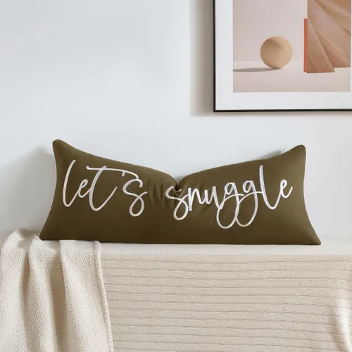 Vista 16 de Sunkifover Let's Snuggle - Funda de almohada decorativa, 18 x 18 pulgadas, algodón bordado en blanco y negro, funda de almohada para cama
