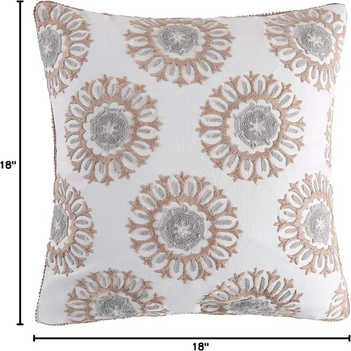 Vista 5 de Levtex Home - Nacala - Almohada Decorativa (18X18in) - Mini Medallones - Gris Topo, Gris y Blanco