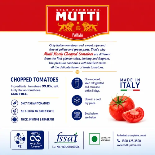 Vista 9 de Mutti Tomates triturados (Polpa), 14 onzas, 1 paquete, marca de tomates #1 de Italia, sabor fresco para cocinar, tomates enlatados, aptos