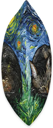 Vista 2 de Sagittarius Gallery Aja Throw Pillow - Arte de noche estrellada de gato marrón durmiendo, 16 x 16 pulgadas, multicolor
