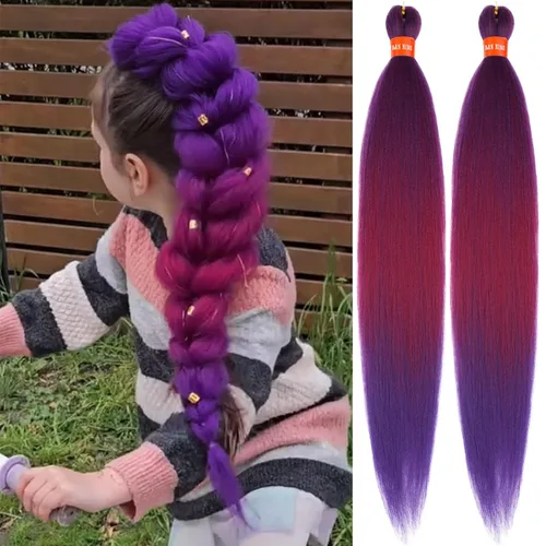 Vista 16 de Cabello trenzado preestirado ombré, extensiones de cabello trenzado sedoso, sin picazón, trenzas de cabello trenzado de ganchillo con textura Yaki
