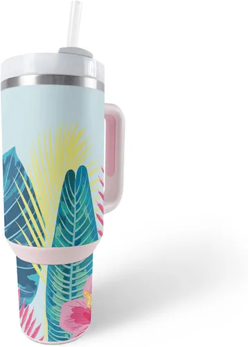 Vista 30 de MightySkins Skin - Vaso de vinilo compatible con Stanley The Quencher H2.0 FlowState de 40 onzas, color turquesa sólido, funda protectora, duradera