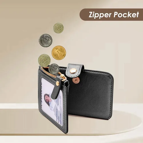 Vista 66 de Cartera con llavero, tarjetero con bloqueo RFID de piel, funda para tarjetas de crédito con cremallera para mujer