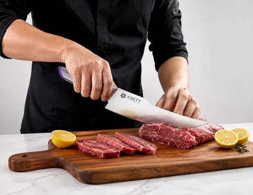 Vista 7 de ASETY Kitchen Knife Set, 15 PCS One-Piece Stainless Steel Knife Block Set Razor-Sharp Kitchen Knives, Ergonomic Non-Slip Handle for Kitchen