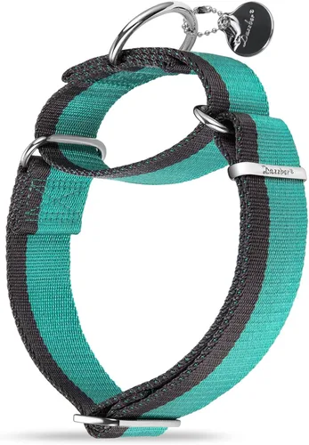 Vista 9 de Collar Martingale de 1.5 Pulgadas de Ancho de Nylon Extra Fuerte 1200D para Perros, Collar para Perros de Servicio Pesado Sin Tirones con Rayas de 2
