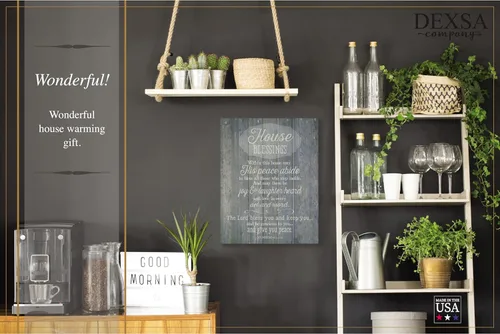 Vista 2 de DEXSA House Blessing - Placa de madera fabricada en los Estados Unidos - 11.75 x 15 pulgadas - Decoración de pared con marco elegante Ojo