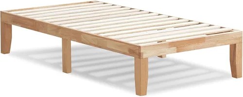 Vista 20 de KOMFOTT Armazón de cama de plataforma de madera de 14 pulgadas, tamaño Twin, base de colchón de madera con marco de madera de caucho, fuerte soporte