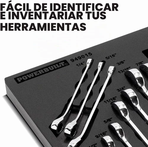 Vista 5 de Powerbuilt SAE 949015 - Juego de llaves de trinquete reversibles, 11 piezas, control de interruptor de 72 dientes, 5 grados, extremo abierto