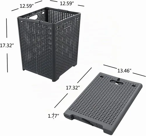 Vista 2 de Kekow 1 paquete de 42 L cesta plegable de plástico, color gris