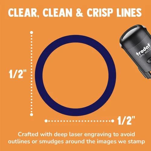 Vista 2 de Circle Outline - Sello de goma autoentintado para sellar tinta y planificadores de manualidades, mini de 1/2 pulgada, tinta naranja